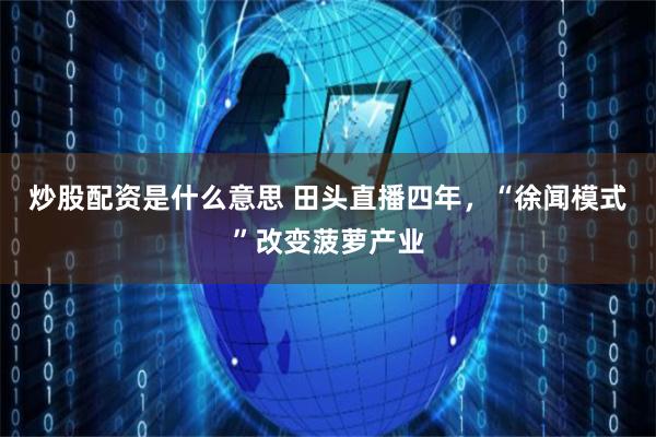 炒股配资是什么意思 田头直播四年，“徐闻模式”改变菠萝产业